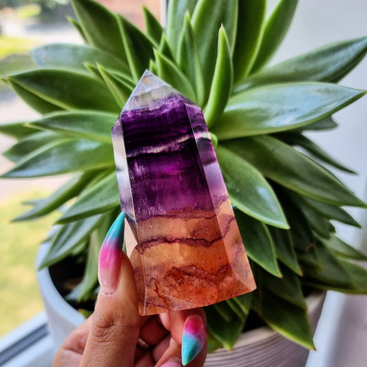 Purple and Yellow Fluorite Tower