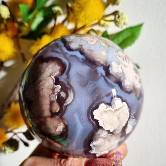 Large Blue Flower Agate Sphere