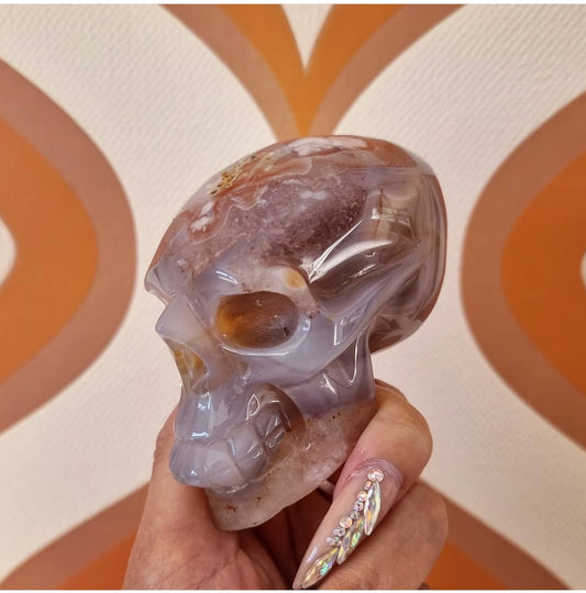 Flower Agate Skull