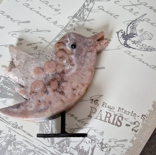 Pink Amethyst Bird on stand
