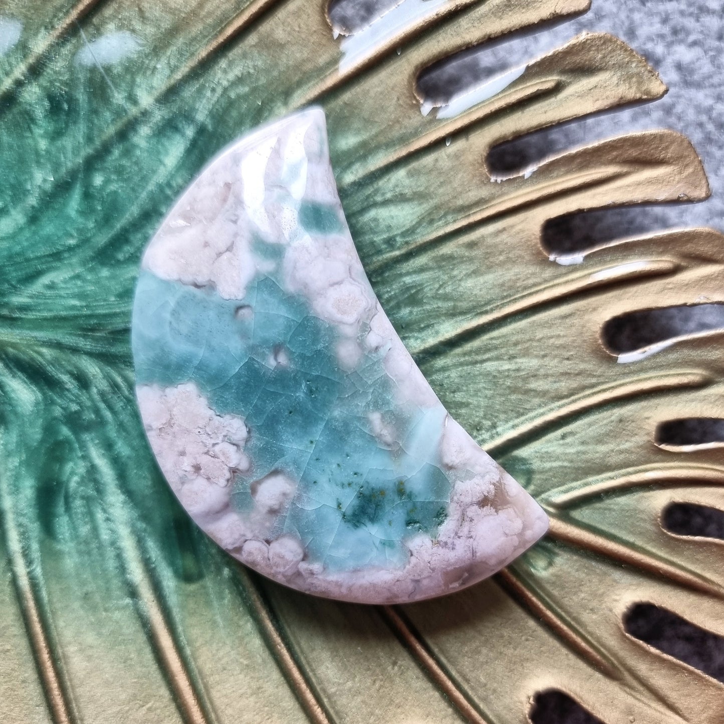 Green Flower Agate Moon