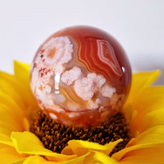 Carnelian and Flower Agate Sphere