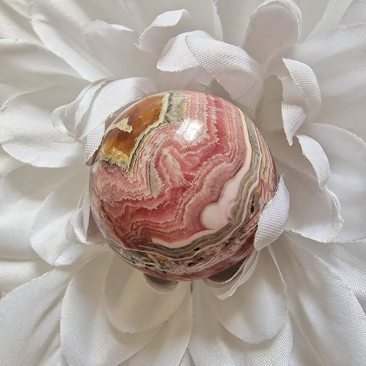 Rhodochrosite with Pyrite Sphere