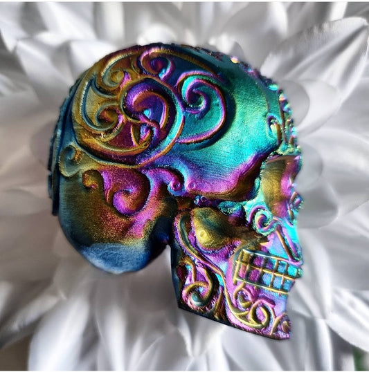 Rainbow Aura Obsidian Sugar Skull