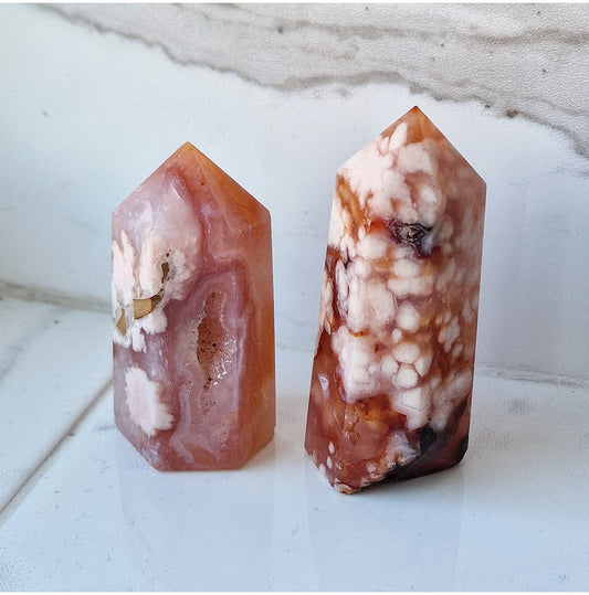 Carnelian and Flower Agate Tower