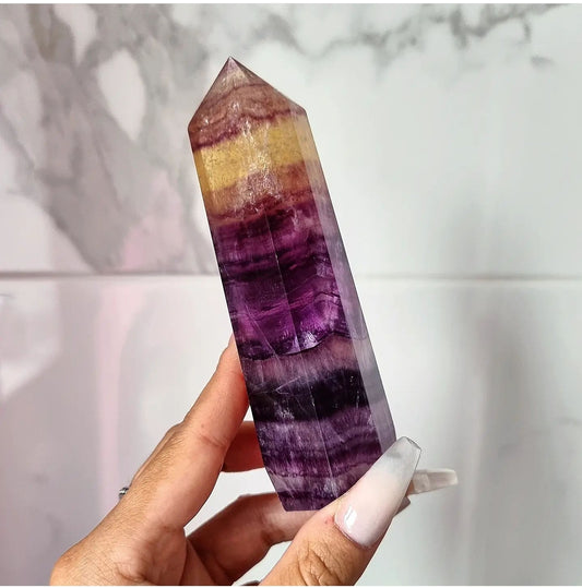 Purple and Yellow Fluorite Tower