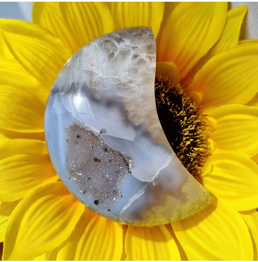 Druzy Agate Quartz Moon