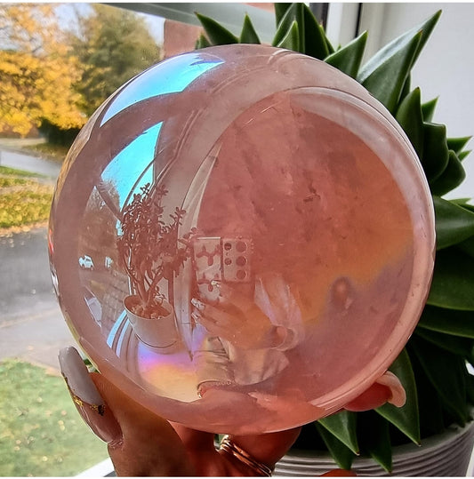 Large Aura Rose Quartz Sphere