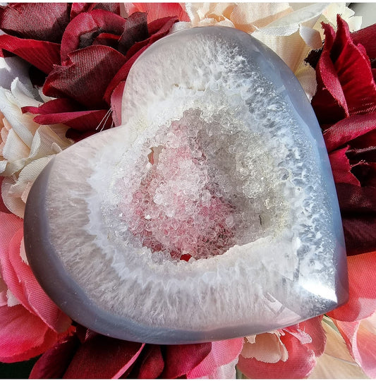 Agate Quartz Geode Heart