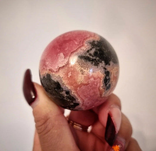 Rhodochrosite with Pyrite Sphere