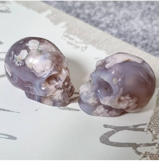 Mini Flower Agate Skull