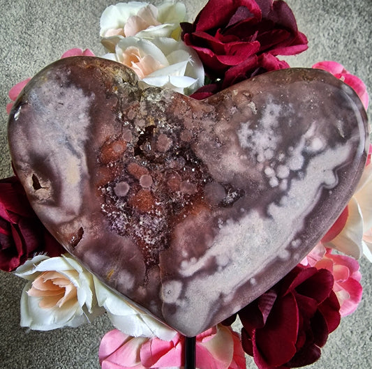 Pink Amethyst Heart on stand