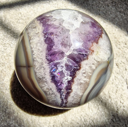 Flower Agate Amethyst Sphere